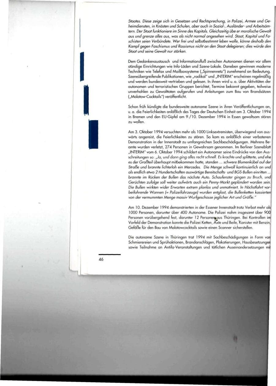Seite 46 des Verfassungsschutzbericht 1994 Thüringen