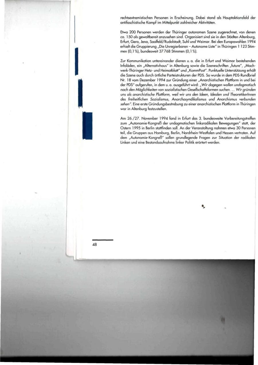 Seite 48 des Verfassungsschutzbericht 1994 Thüringen
