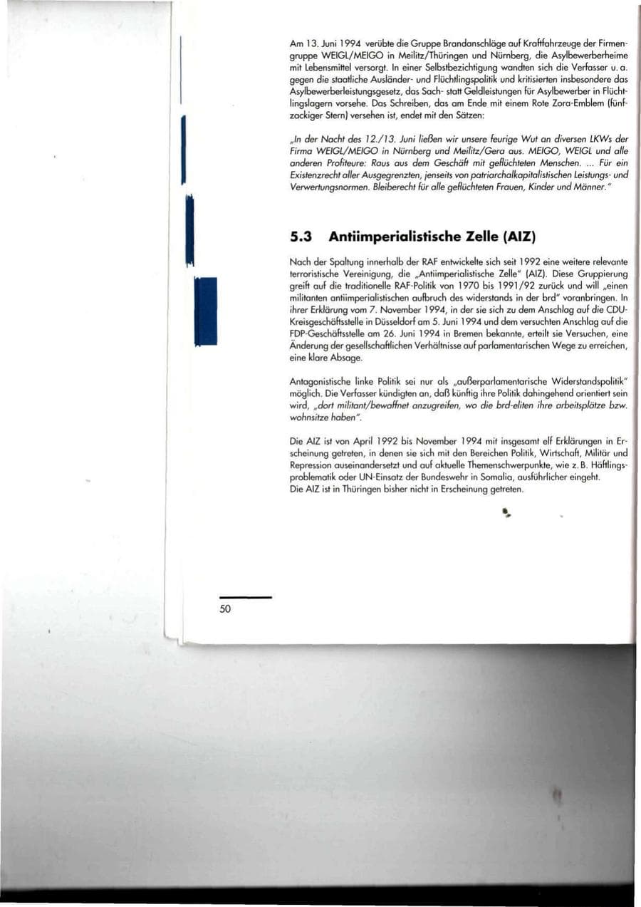 Seite 50 des Verfassungsschutzbericht 1994 Thüringen