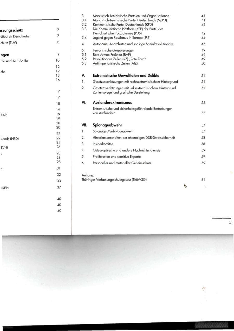 Seite 6 des Verfassungsschutzbericht 1994 Thüringen