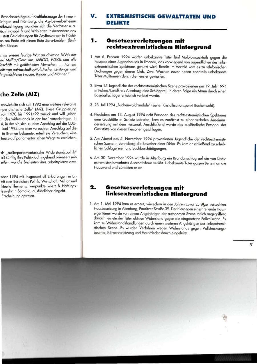 Seite 51 des Verfassungsschutzbericht 1994 Thüringen