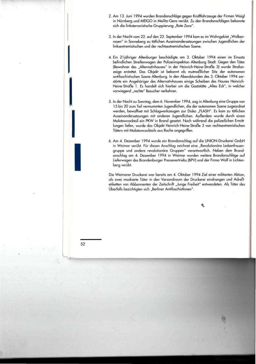 Seite 52 des Verfassungsschutzbericht 1994 Thüringen