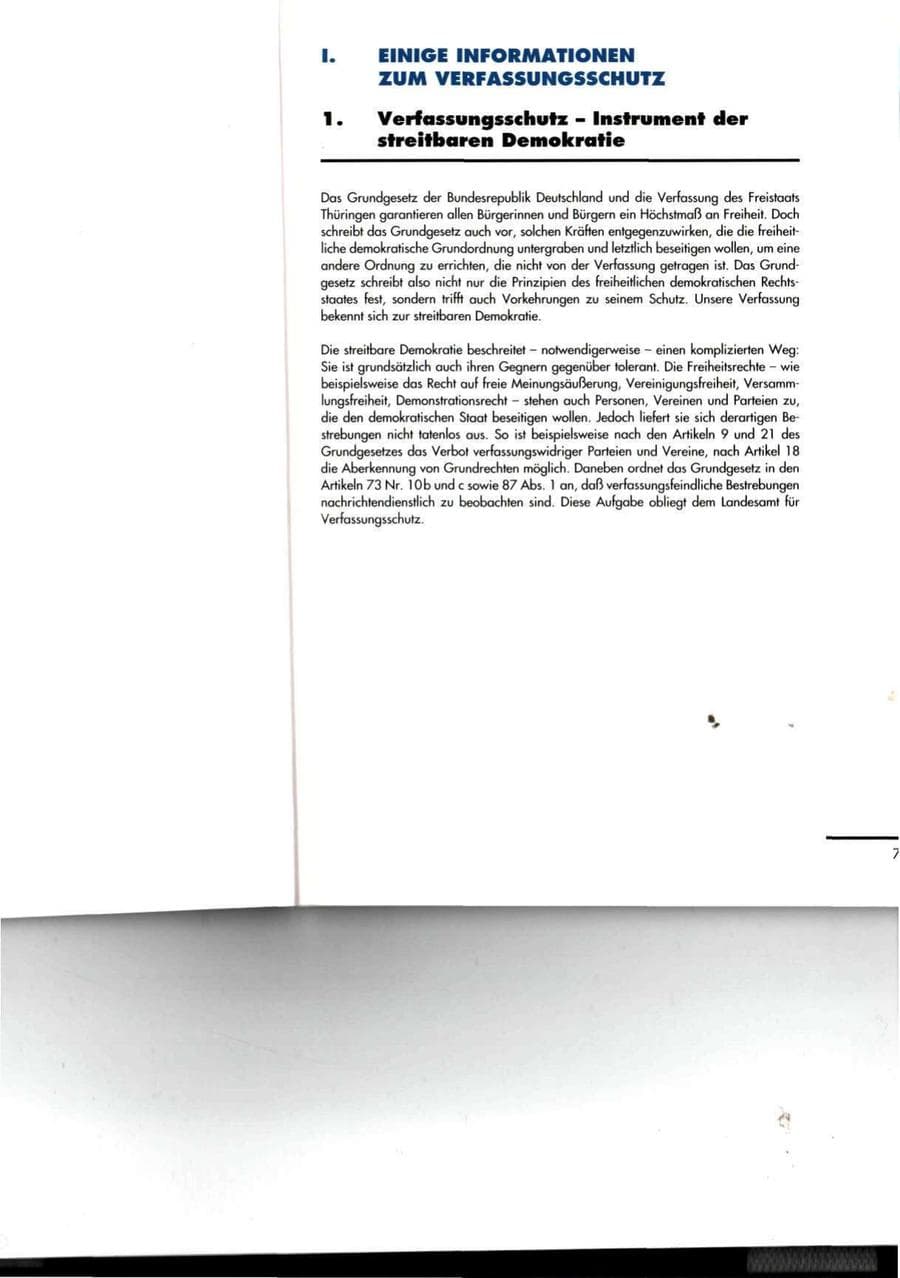 Seite 7 des Verfassungsschutzbericht 1994 Thüringen