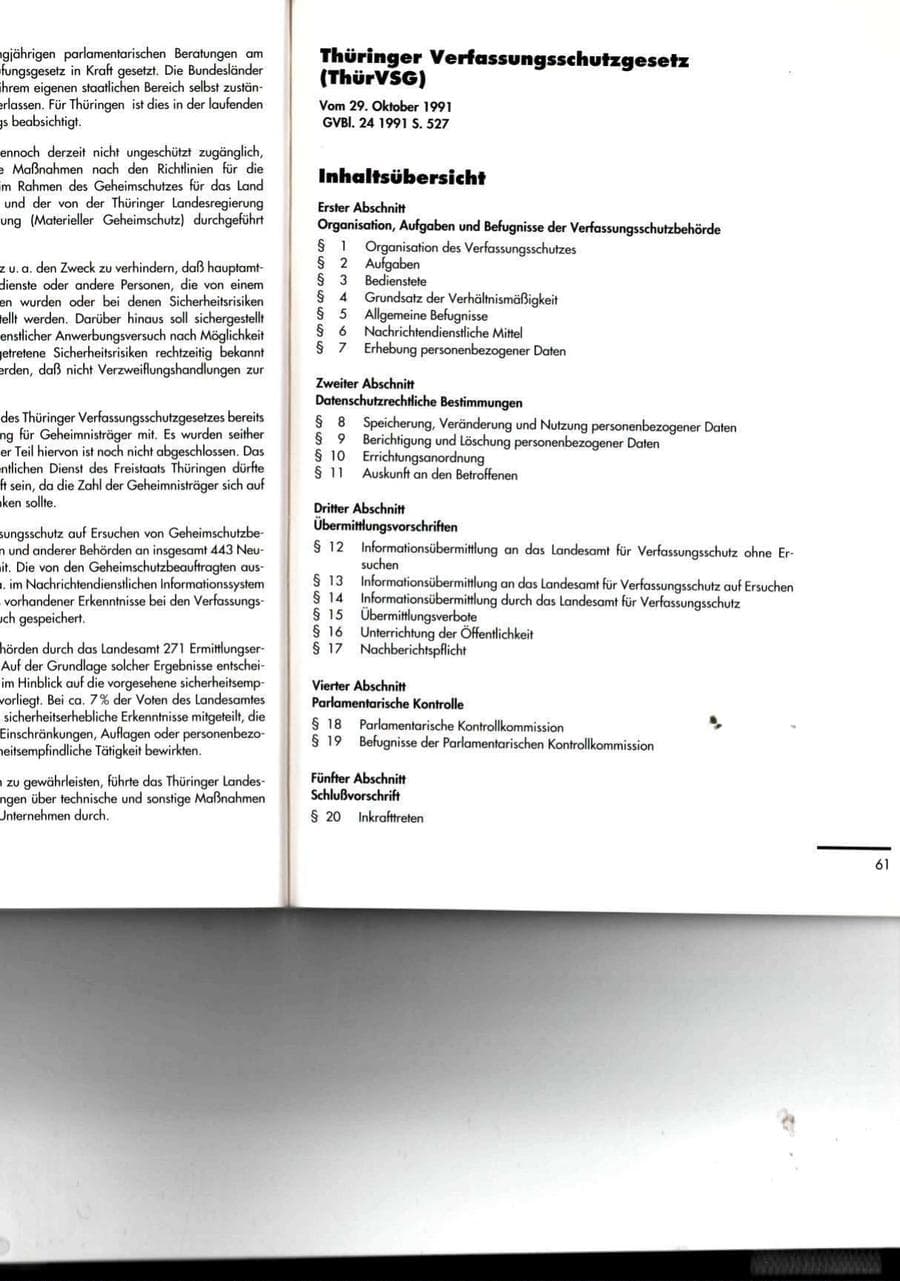 Seite 61 des Verfassungsschutzbericht 1994 Thüringen