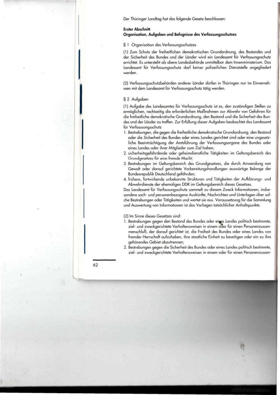 Seite 62 des Verfassungsschutzbericht 1994 Thüringen