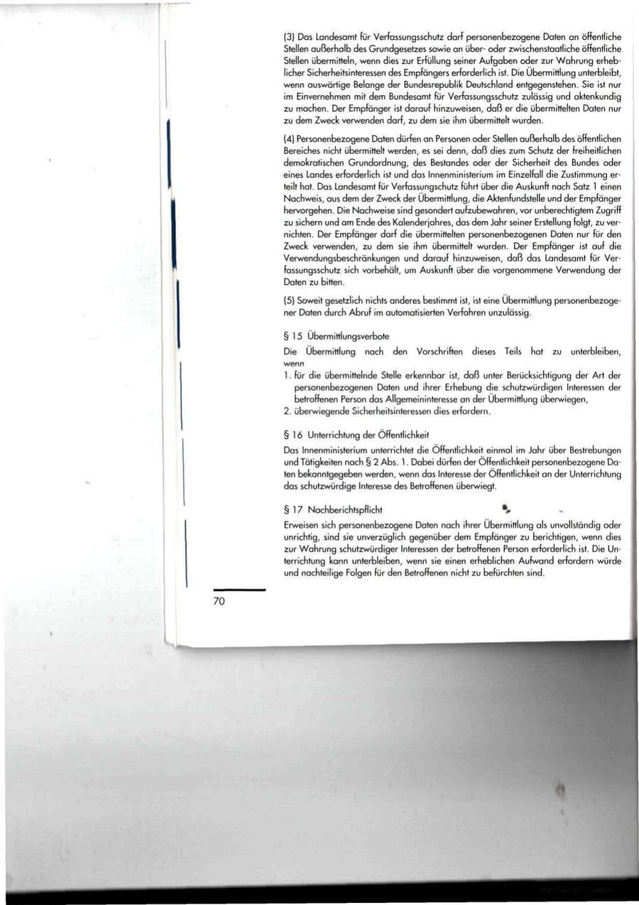 Seite 70 des Verfassungsschutzbericht 1994 Thüringen