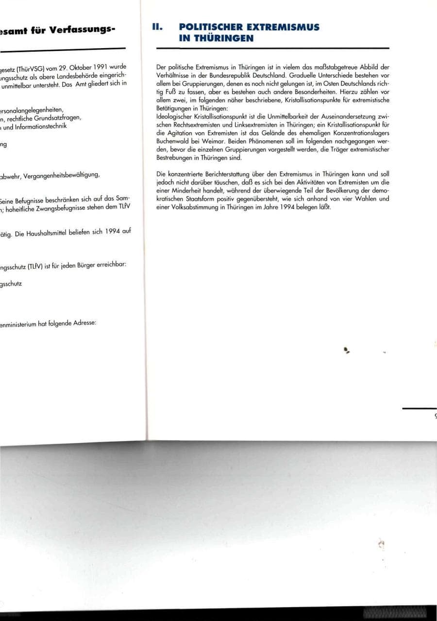 Seite 9 des Verfassungsschutzbericht 1994 Thüringen