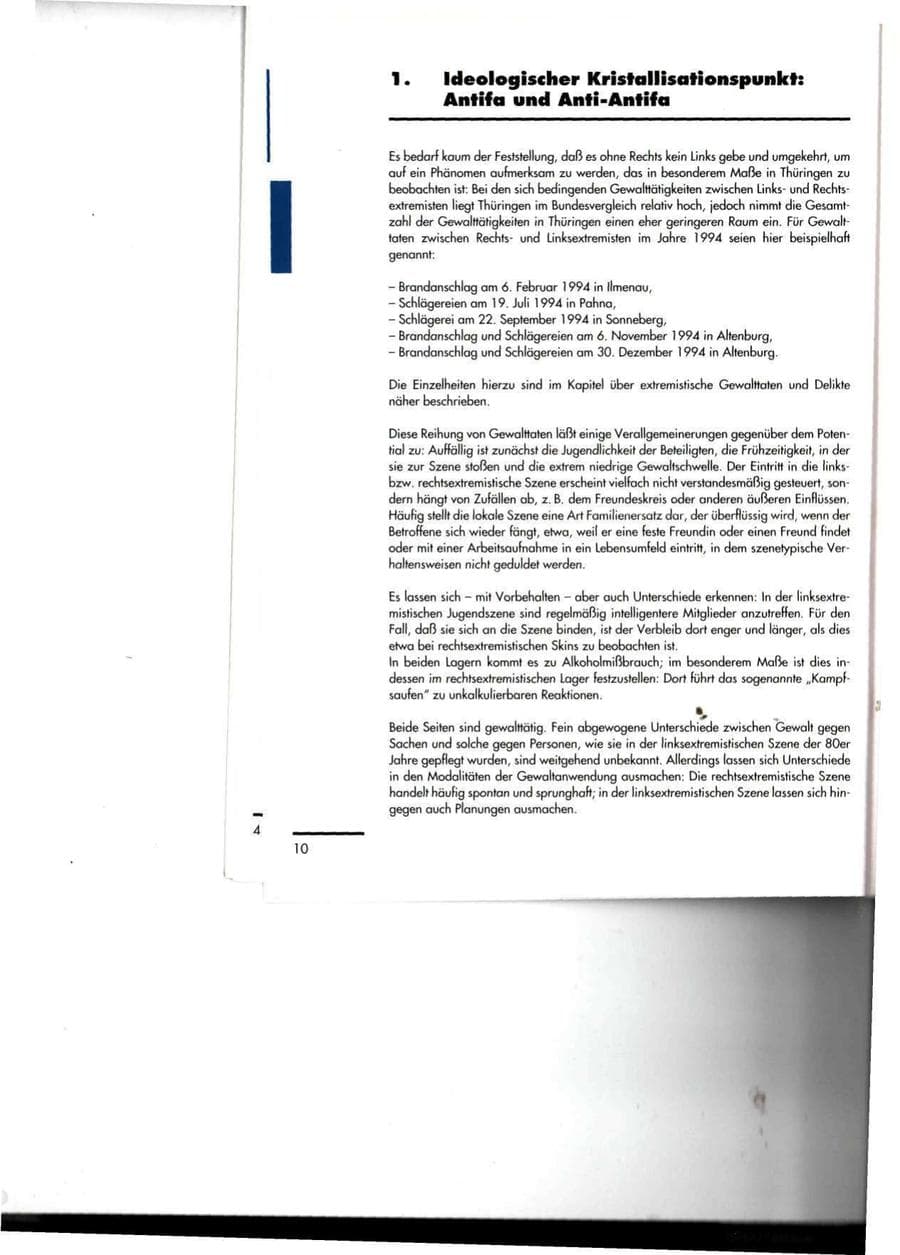 Seite 10 des Verfassungsschutzbericht 1994 Thüringen
