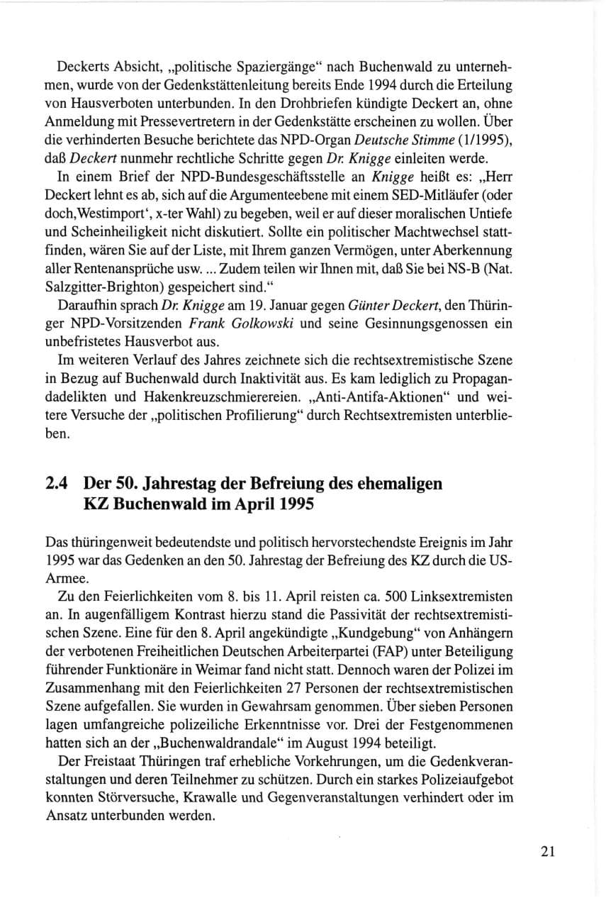 Seite 21 des Verfassungsschutzbericht 1995 Thüringen