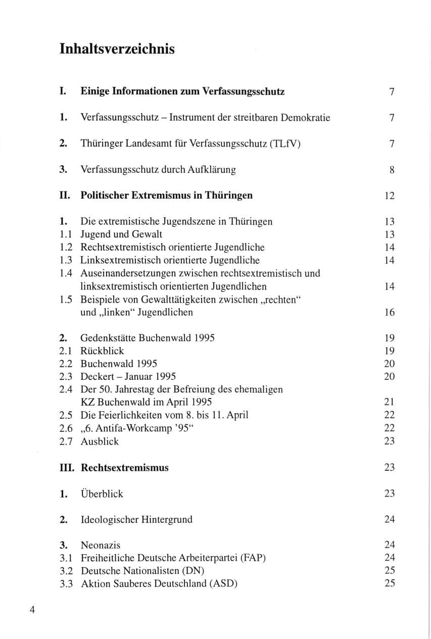 Seite 4 des Verfassungsschutzbericht 1995 Thüringen