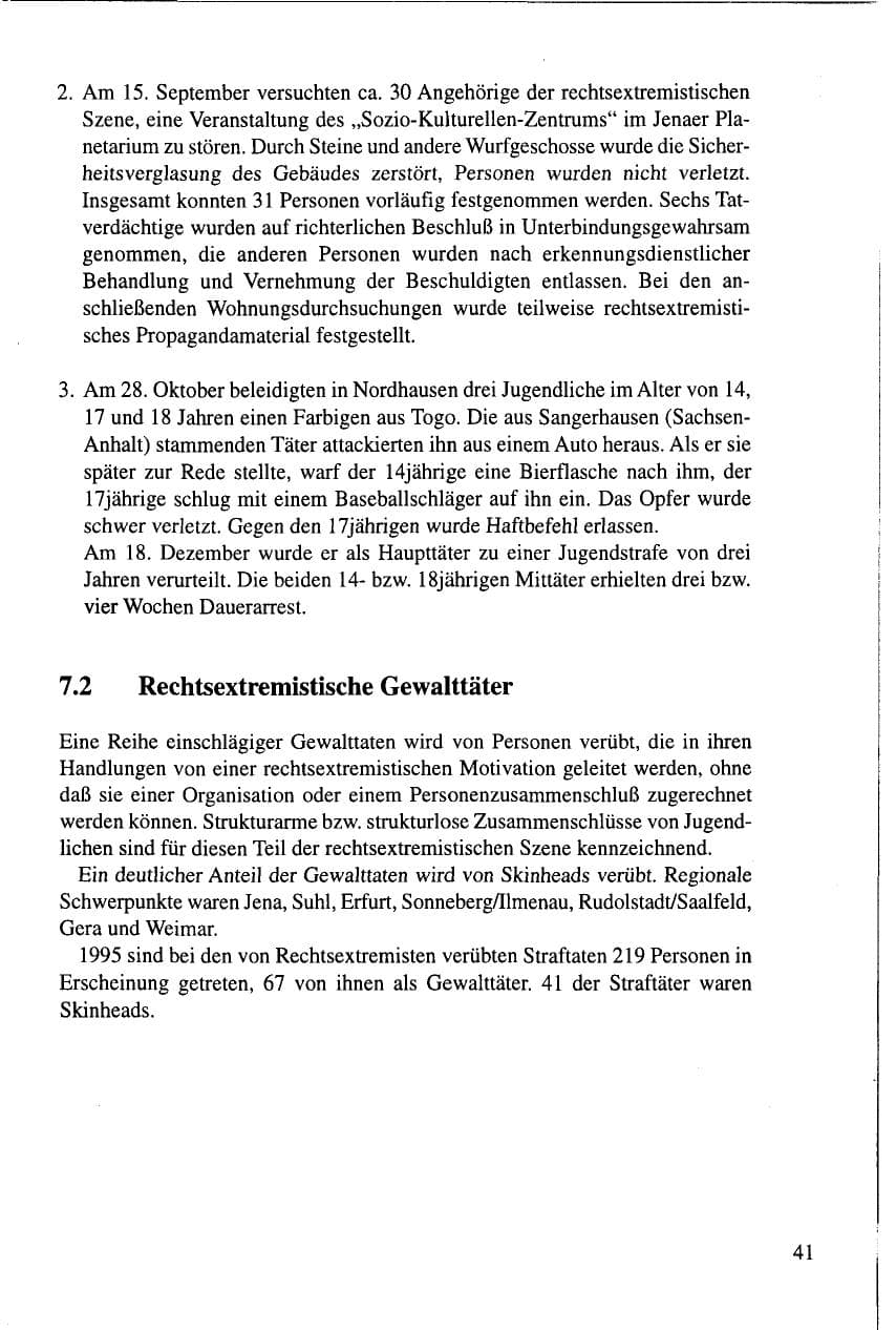 Seite 41 des Verfassungsschutzbericht 1995 Thüringen