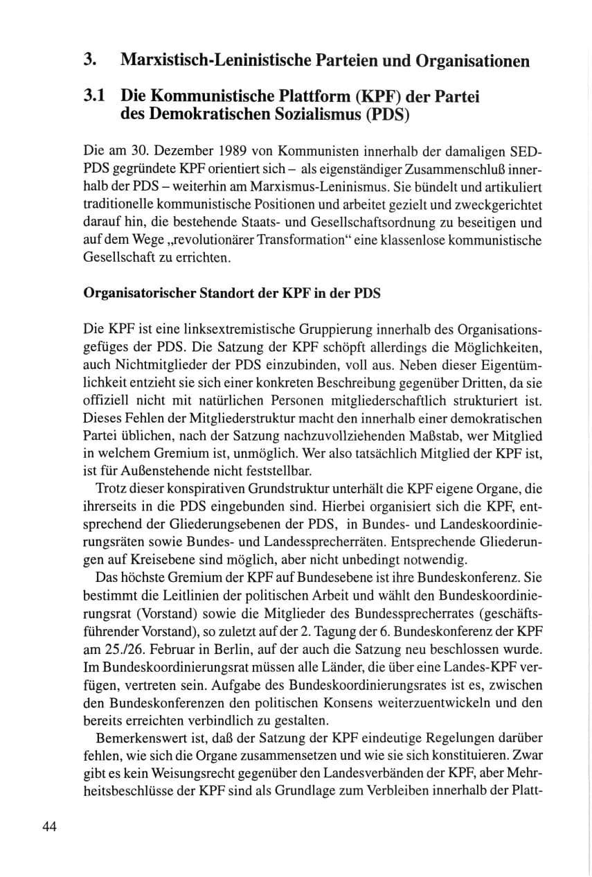 Seite 44 des Verfassungsschutzbericht 1995 Thüringen