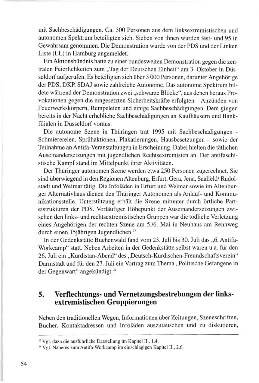 Seite 54 des Verfassungsschutzbericht 1995 Thüringen
