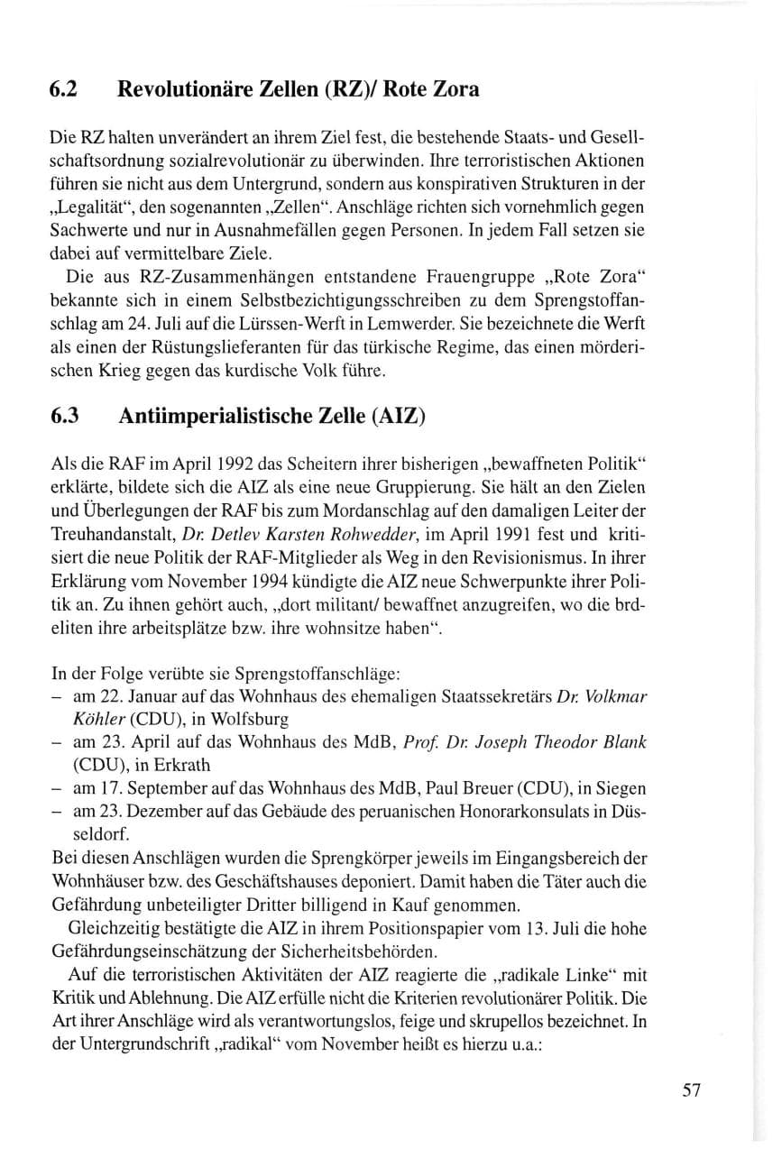 Seite 57 des Verfassungsschutzbericht 1995 Thüringen