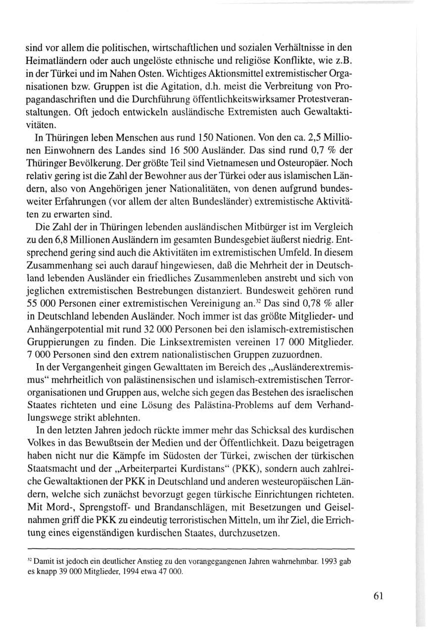 Seite 61 des Verfassungsschutzbericht 1995 Thüringen