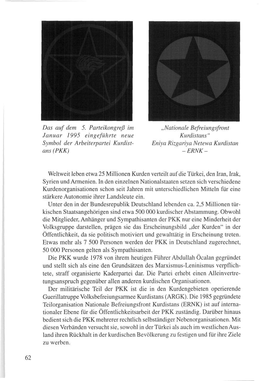 Seite 62 des Verfassungsschutzbericht 1995 Thüringen