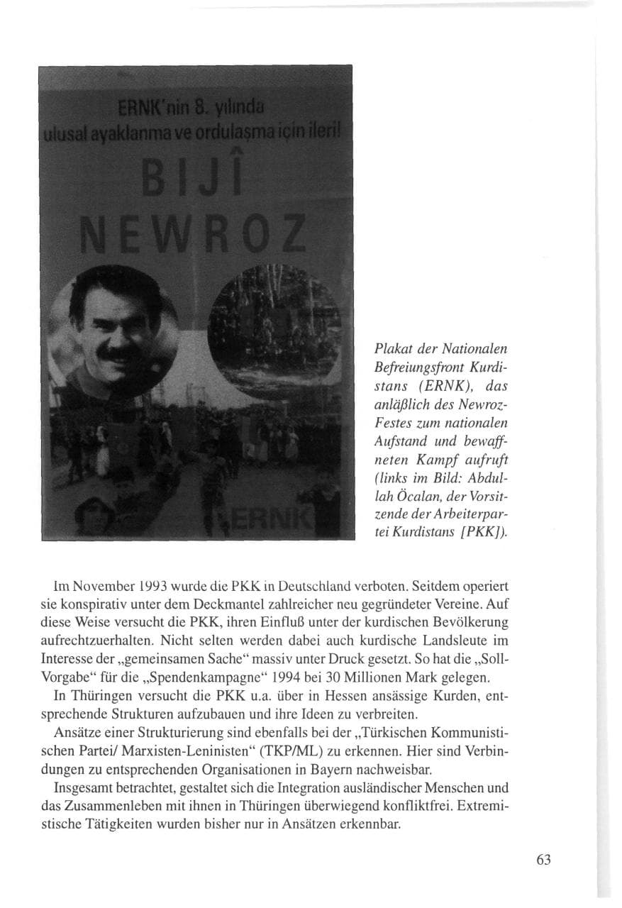 Seite 63 des Verfassungsschutzbericht 1995 Thüringen