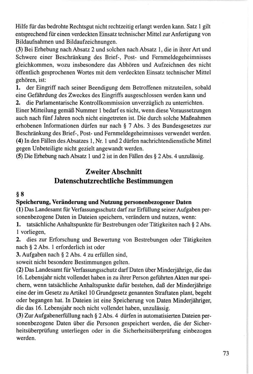 Seite 73 des Verfassungsschutzbericht 1995 Thüringen