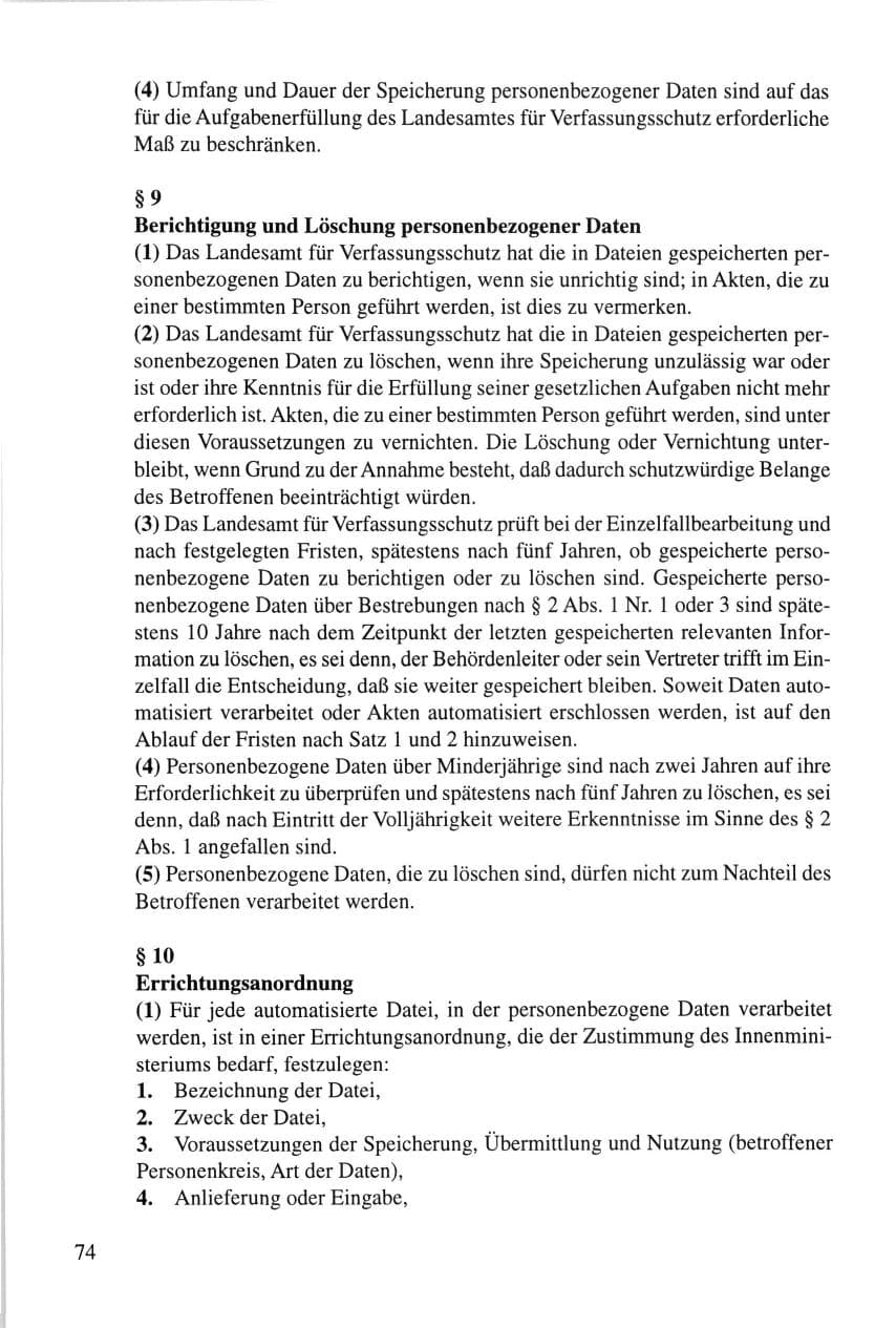 Seite 74 des Verfassungsschutzbericht 1995 Thüringen