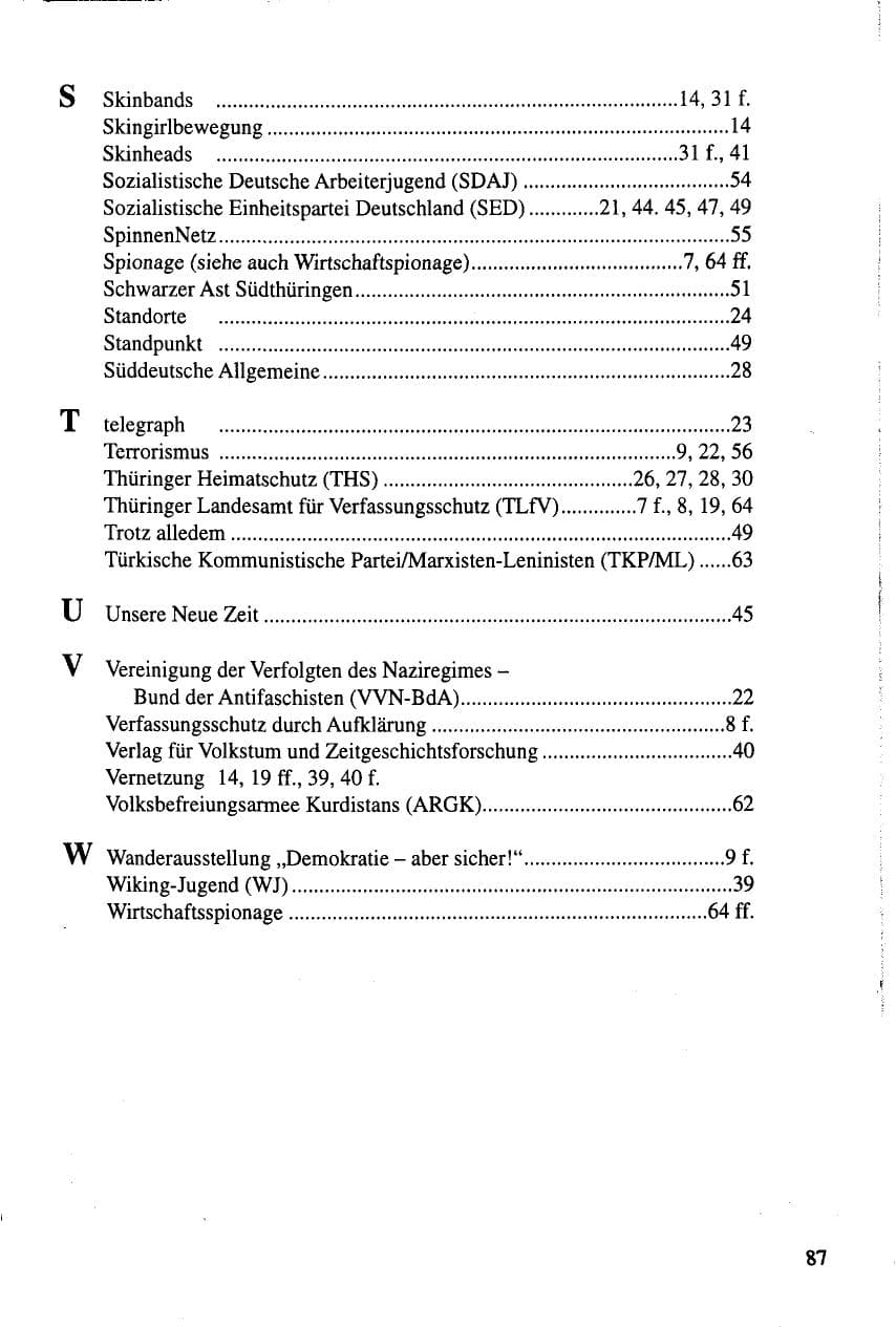 Seite 87 des Verfassungsschutzbericht 1995 Thüringen