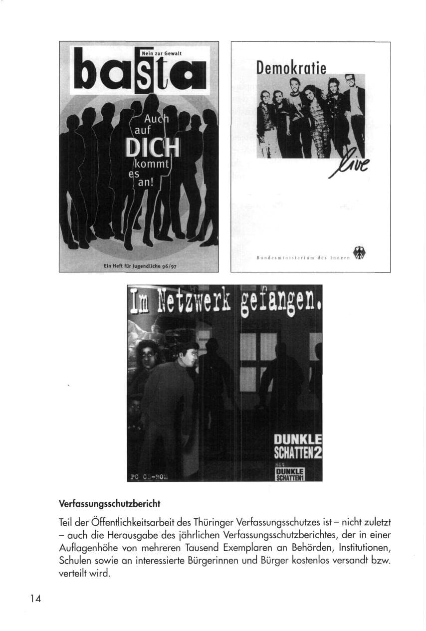 Seite 14 des Verfassungsschutzbericht 1996 Thüringen