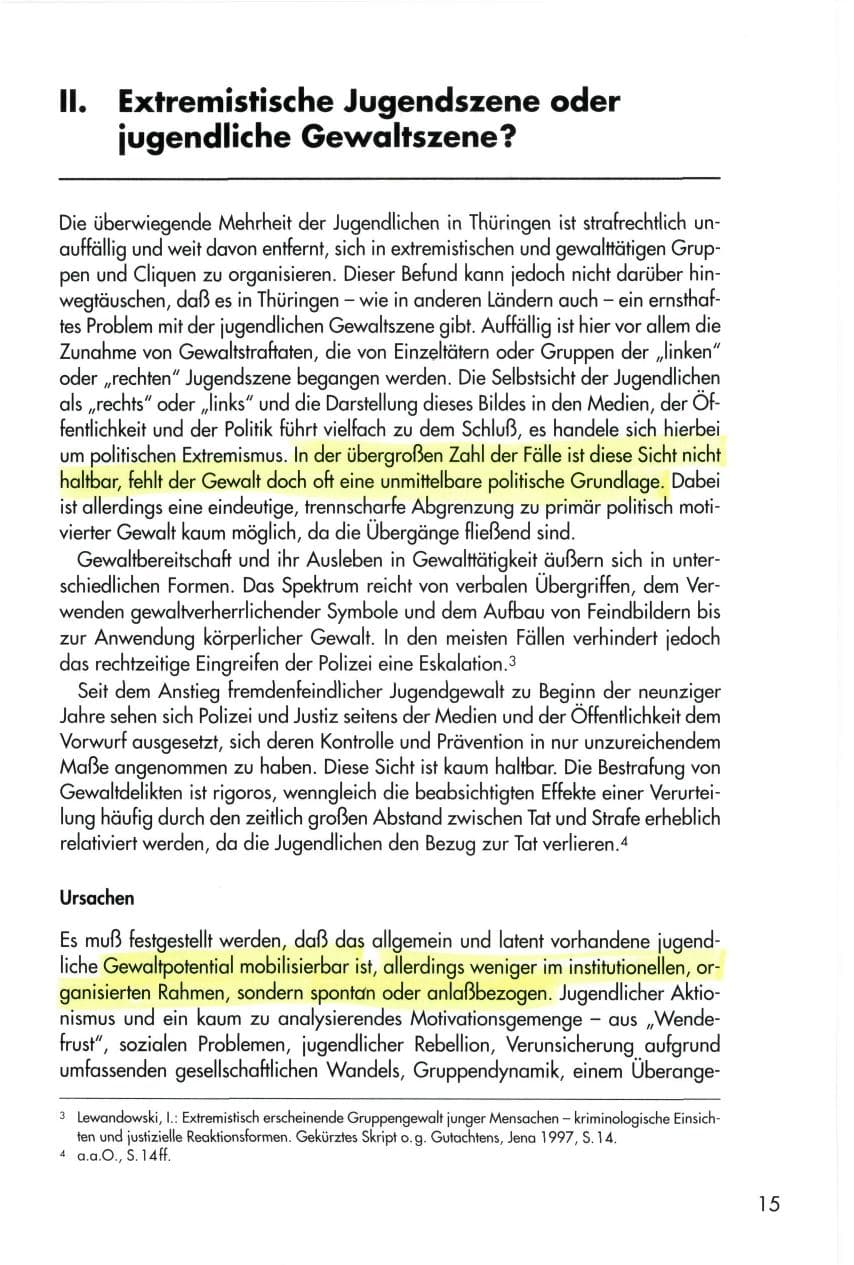 Seite 15 des Verfassungsschutzbericht 1996 Thüringen