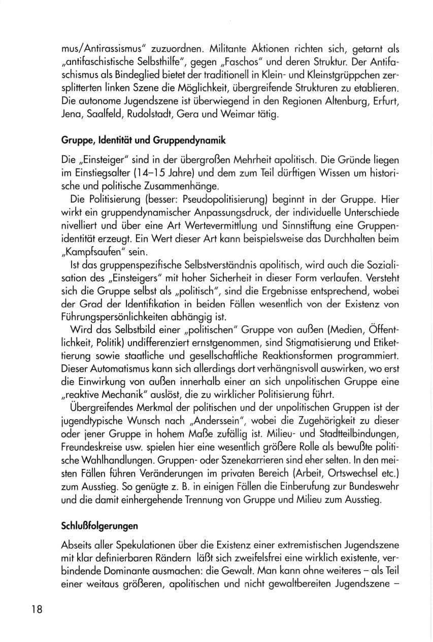 Seite 18 des Verfassungsschutzbericht 1996 Thüringen