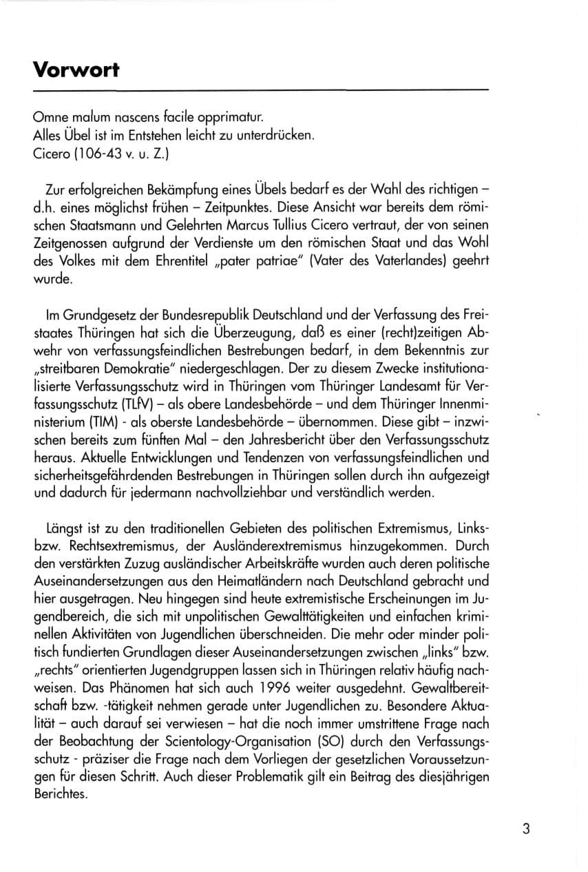 Seite 3 des Verfassungsschutzbericht 1996 Thüringen