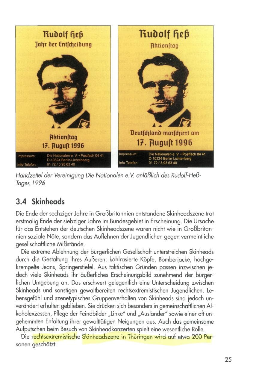 Seite 25 des Verfassungsschutzbericht 1996 Thüringen
