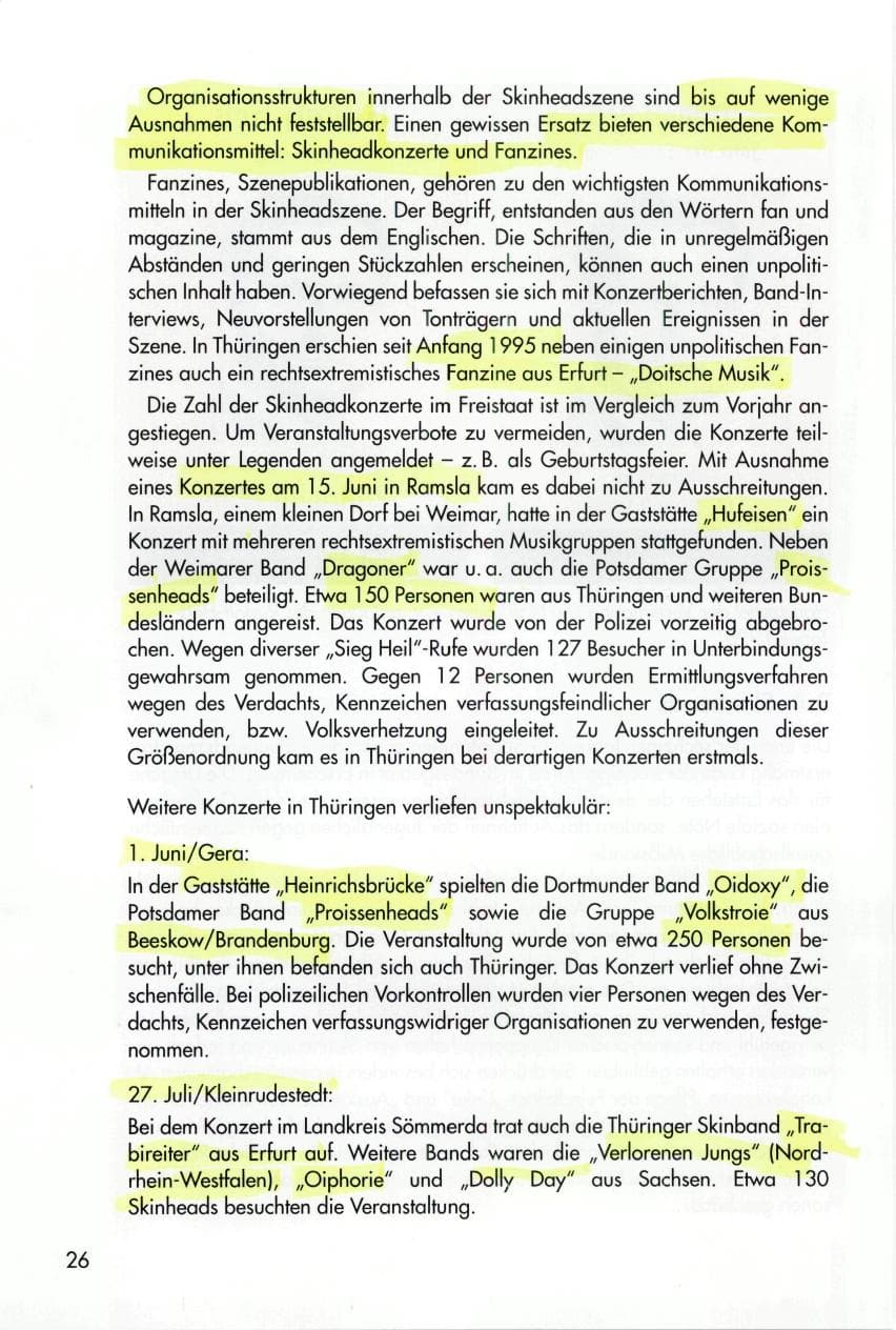 Seite 26 des Verfassungsschutzbericht 1996 Thüringen