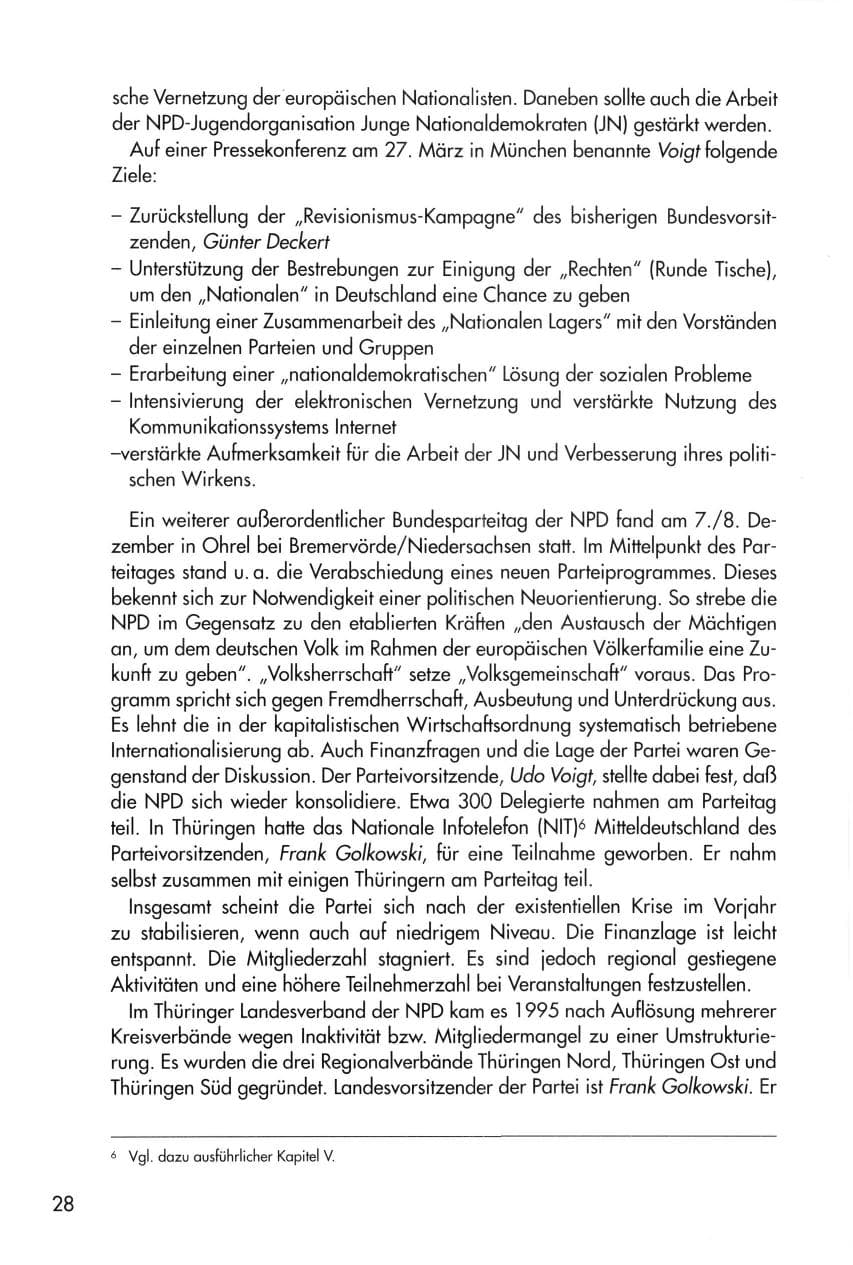 Seite 28 des Verfassungsschutzbericht 1996 Thüringen