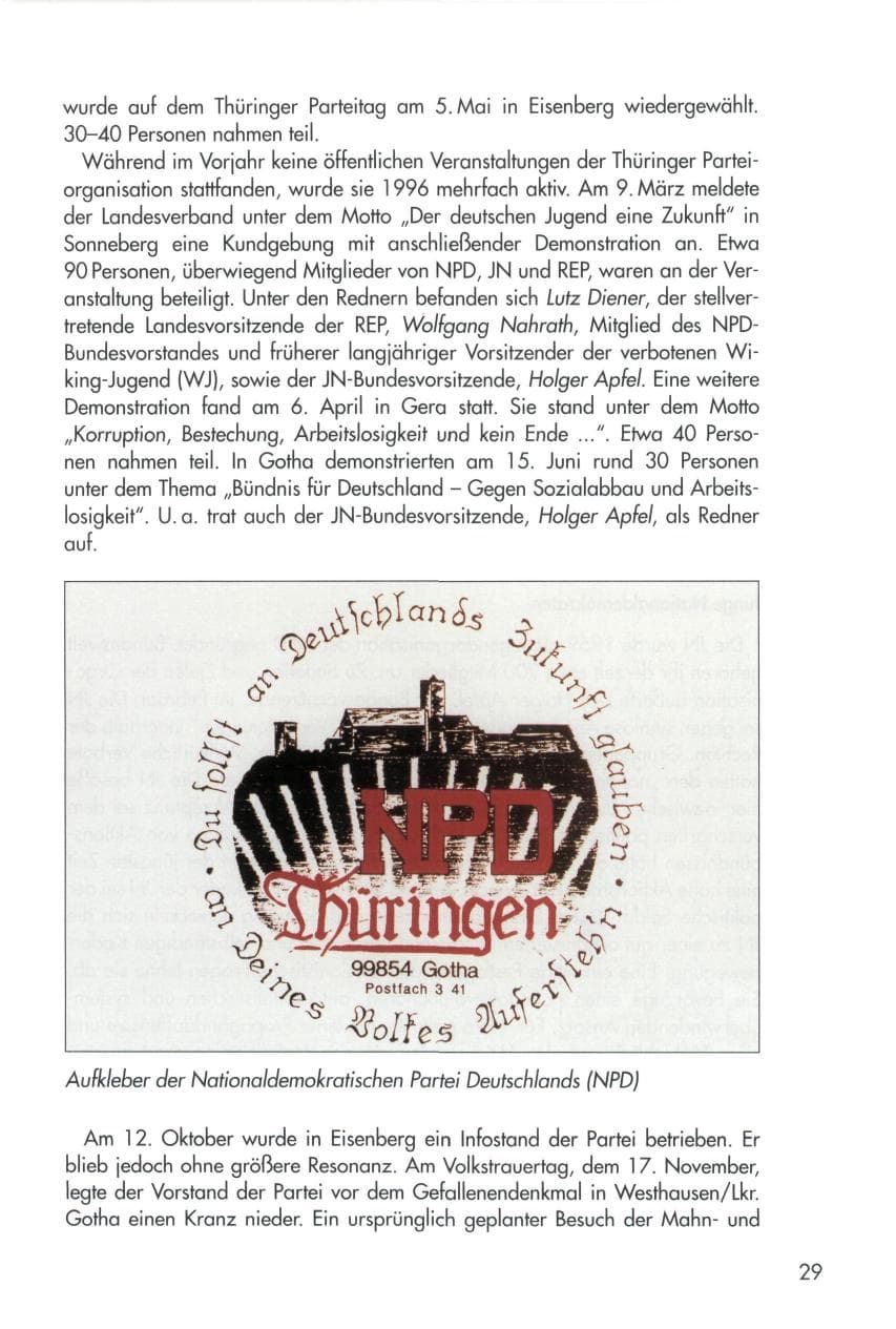 Seite 29 des Verfassungsschutzbericht 1996 Thüringen