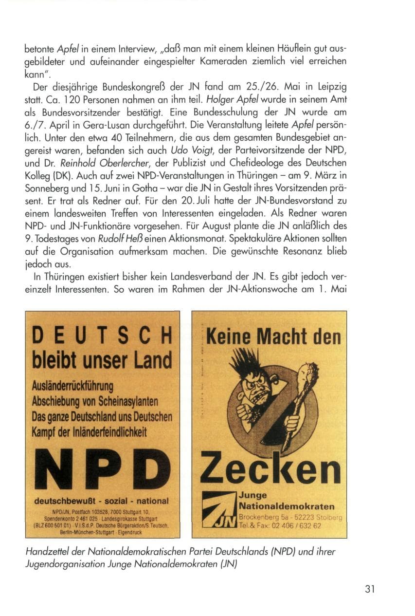 Seite 31 des Verfassungsschutzbericht 1996 Thüringen