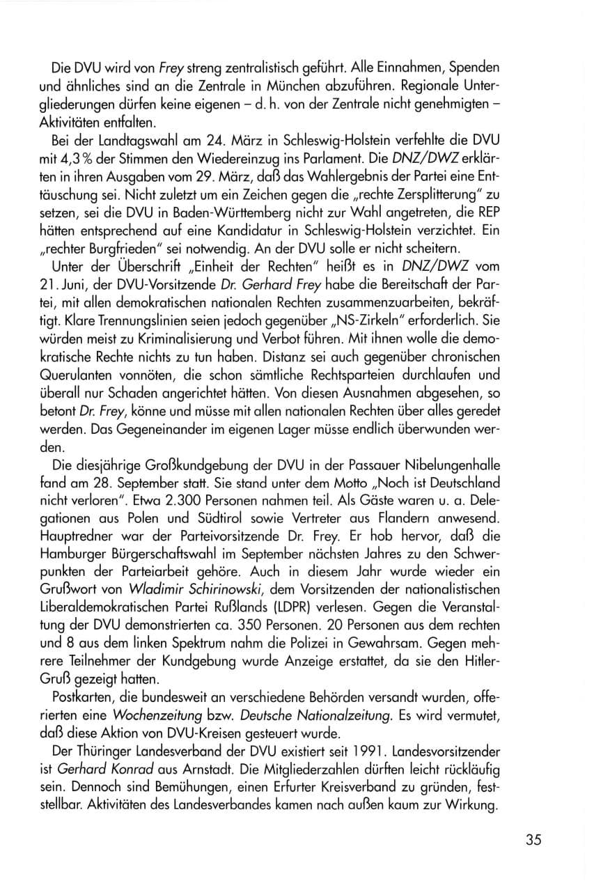 Seite 35 des Verfassungsschutzbericht 1996 Thüringen