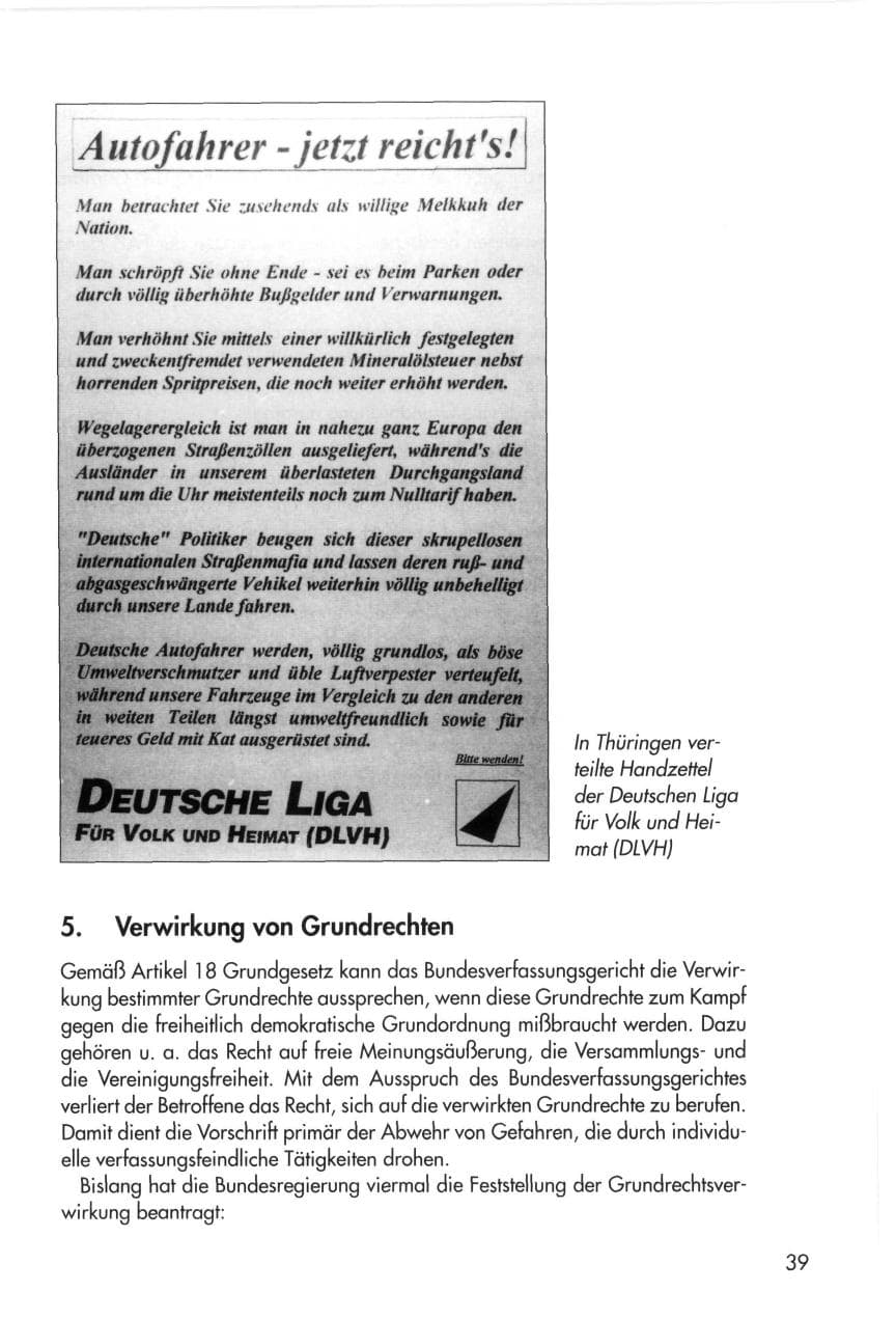 Seite 39 des Verfassungsschutzbericht 1996 Thüringen