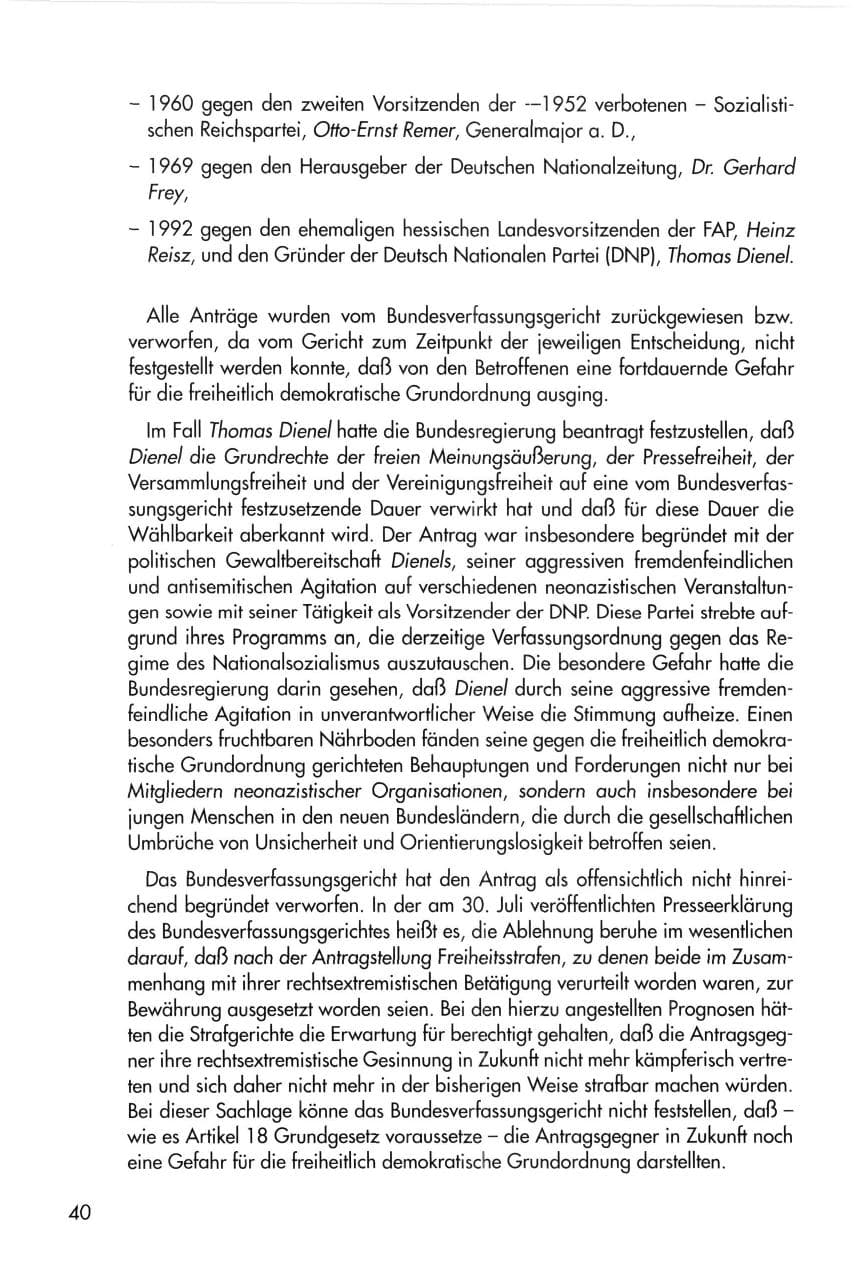 Seite 40 des Verfassungsschutzbericht 1996 Thüringen