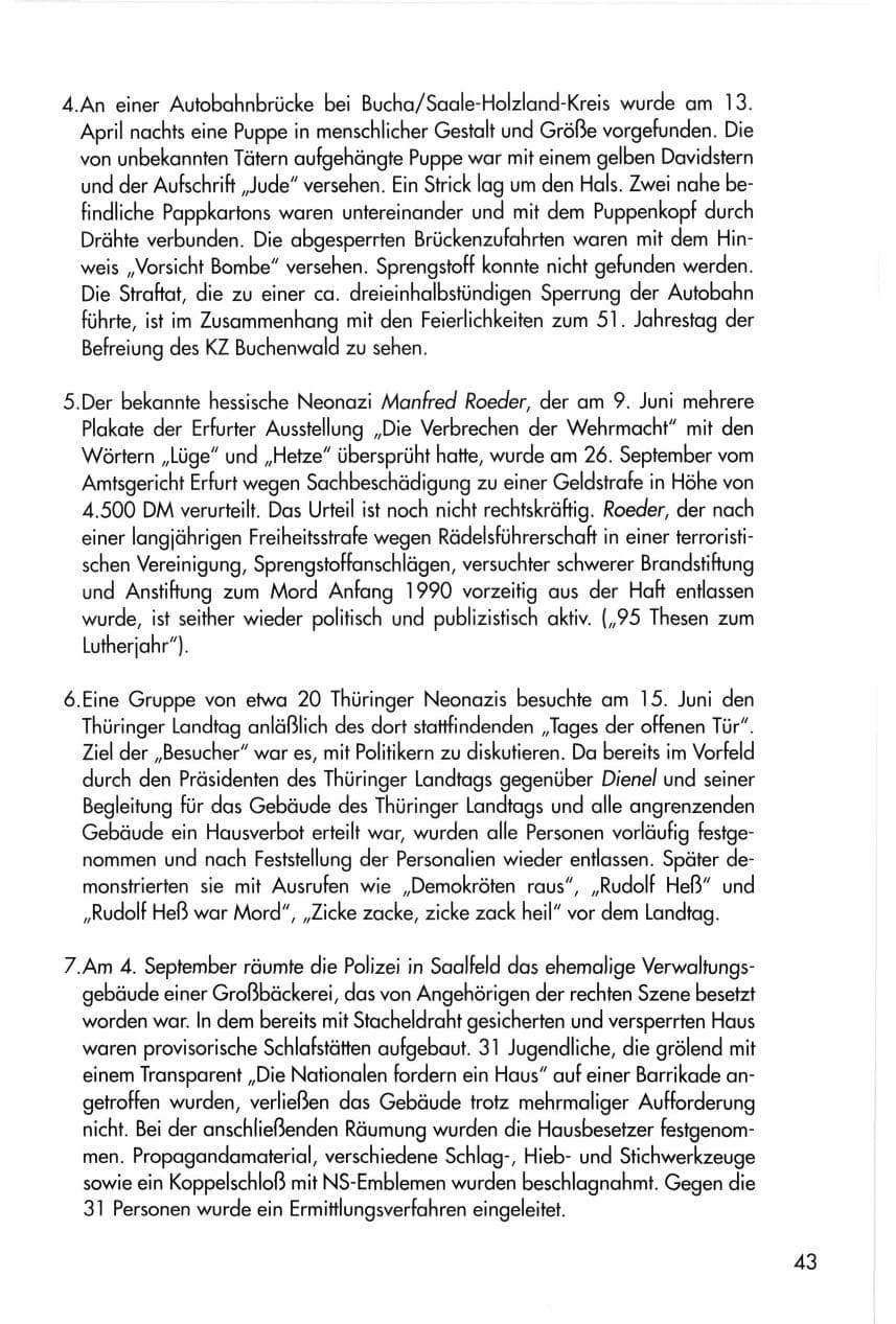 Seite 43 des Verfassungsschutzbericht 1996 Thüringen