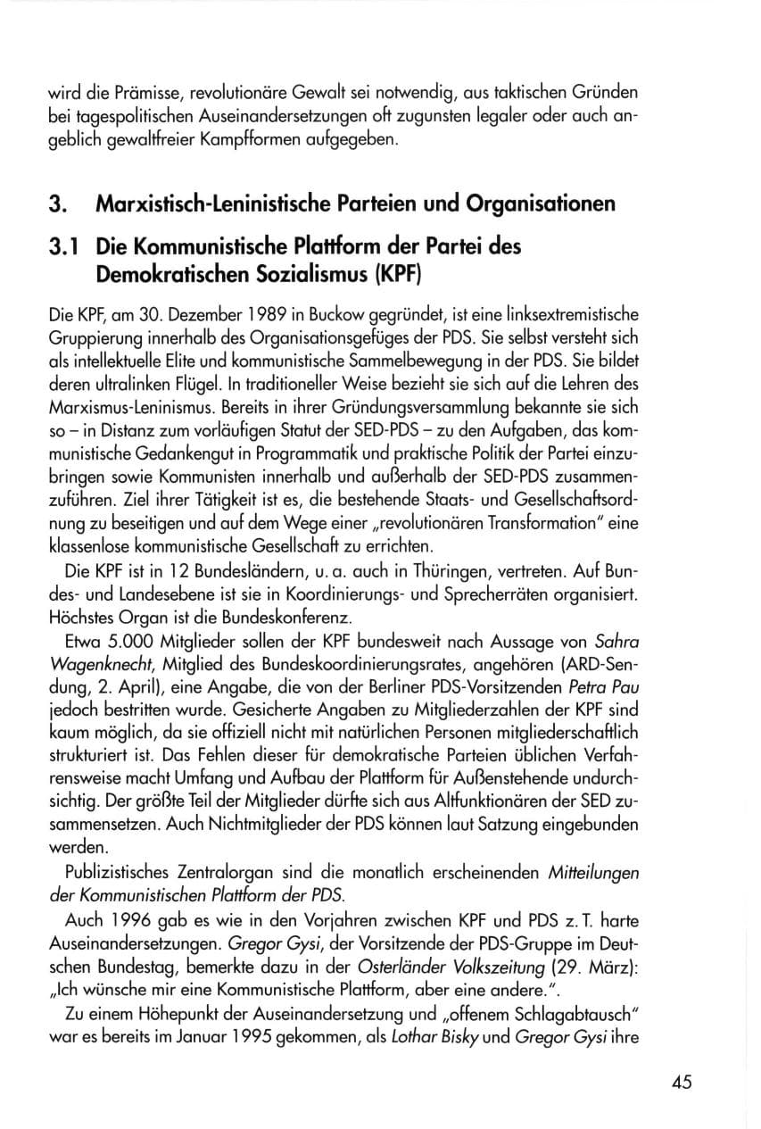 Seite 45 des Verfassungsschutzbericht 1996 Thüringen