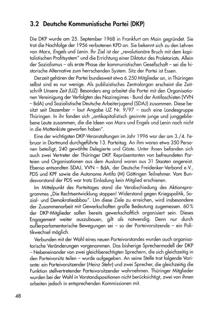 Seite 48 des Verfassungsschutzbericht 1996 Thüringen