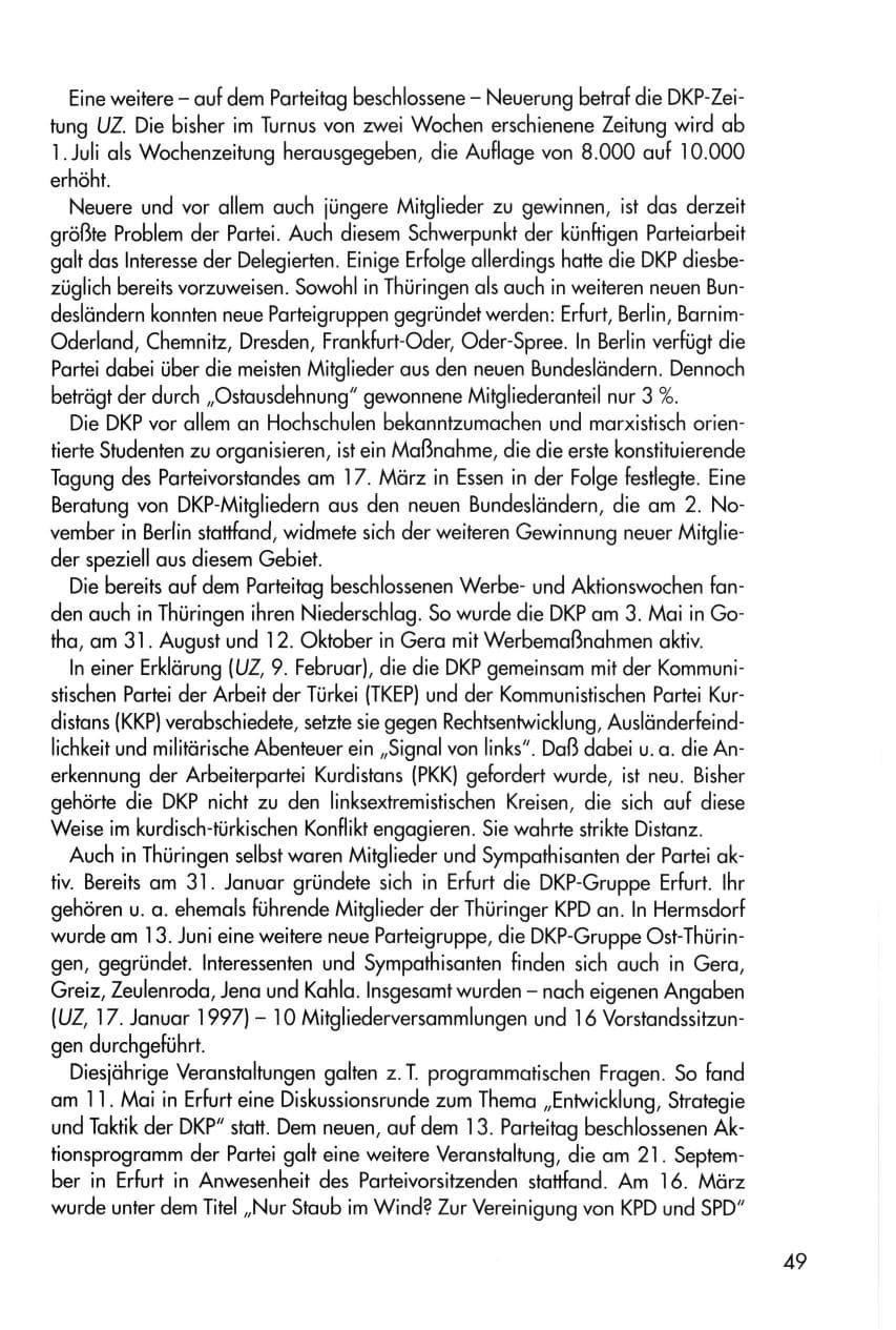 Seite 49 des Verfassungsschutzbericht 1996 Thüringen