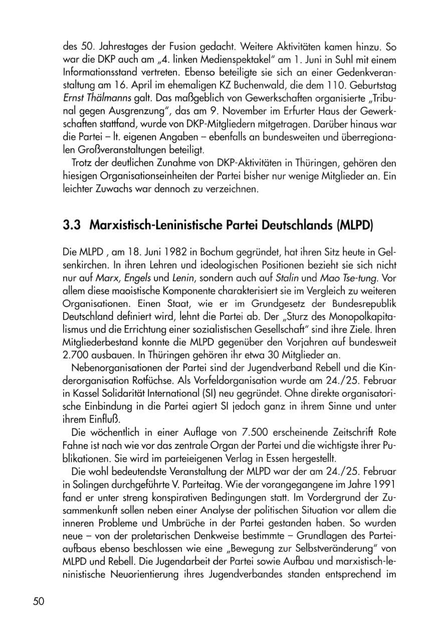 Seite 50 des Verfassungsschutzbericht 1996 Thüringen