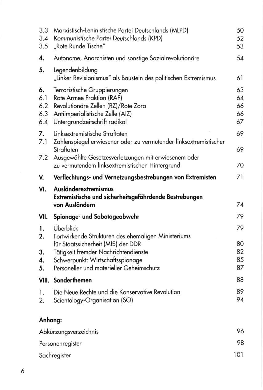 Seite 6 des Verfassungsschutzbericht 1996 Thüringen