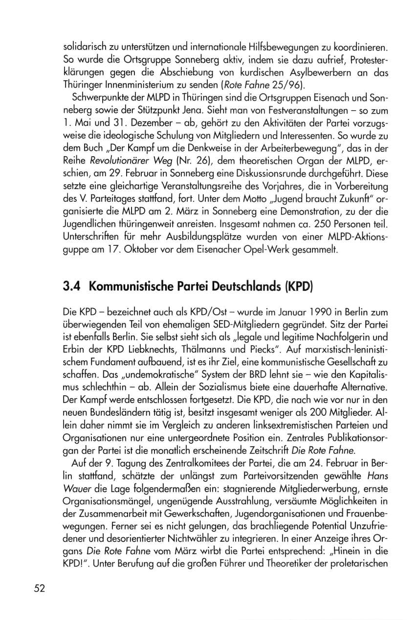 Seite 52 des Verfassungsschutzbericht 1996 Thüringen