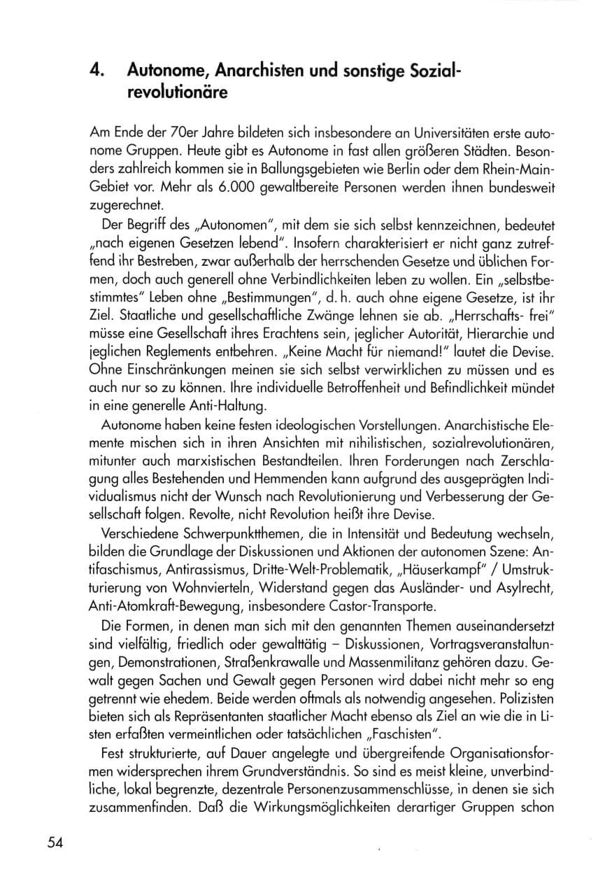 Seite 54 des Verfassungsschutzbericht 1996 Thüringen