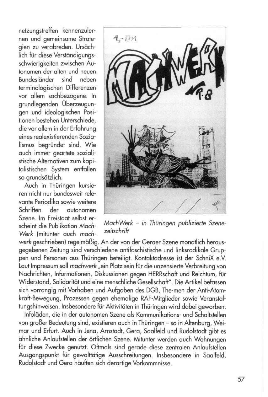 Seite 57 des Verfassungsschutzbericht 1996 Thüringen