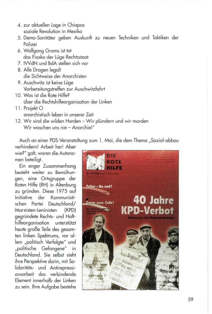 Seite 59 des Verfassungsschutzbericht 1996 Thüringen