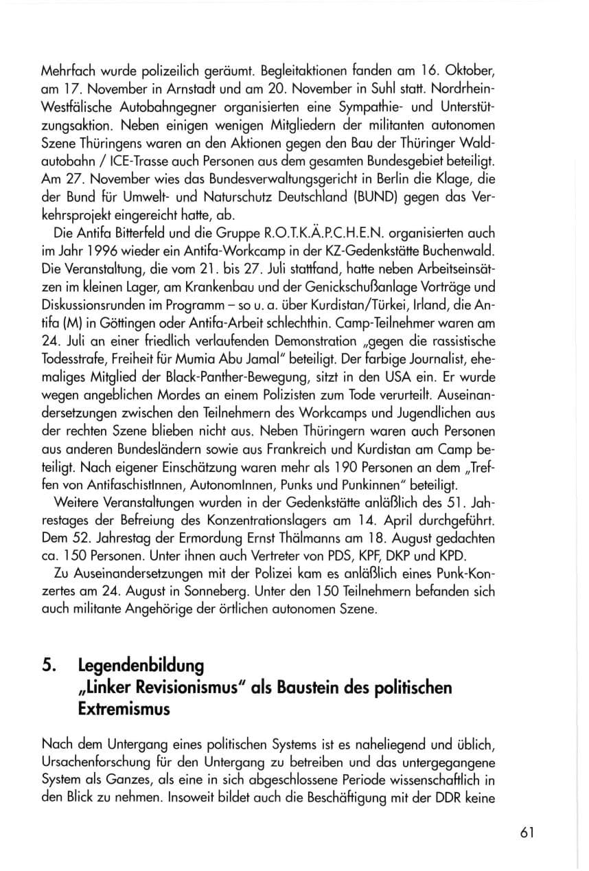 Seite 61 des Verfassungsschutzbericht 1996 Thüringen