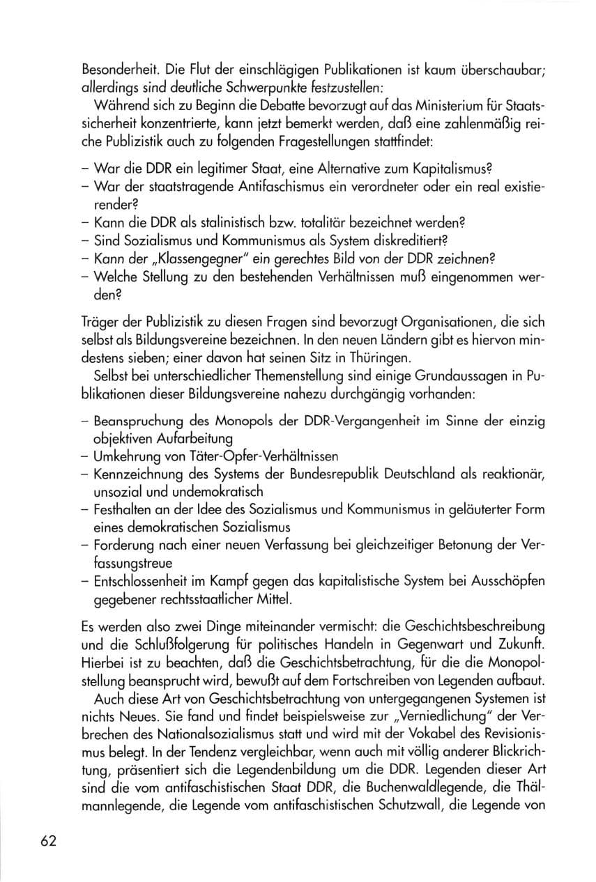Seite 62 des Verfassungsschutzbericht 1996 Thüringen