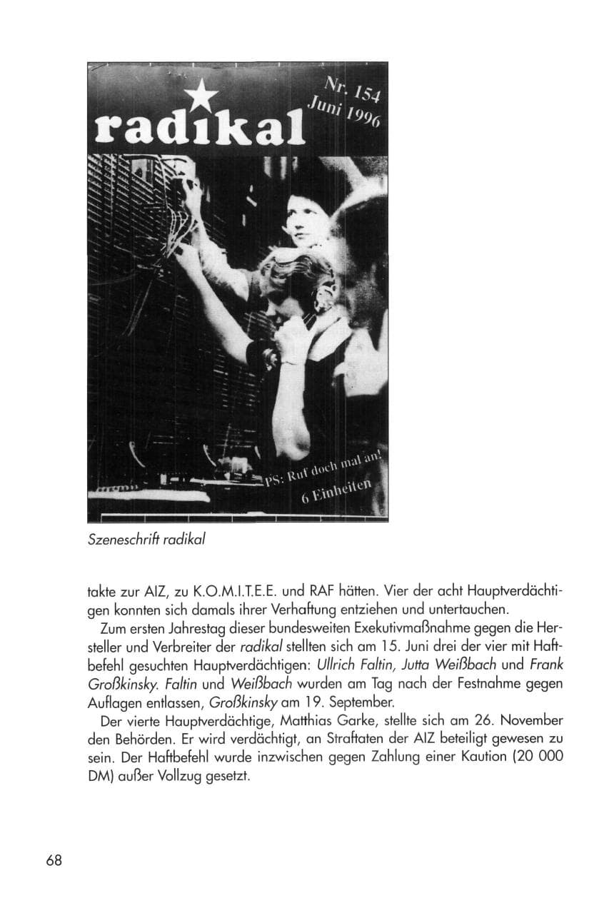 Seite 68 des Verfassungsschutzbericht 1996 Thüringen