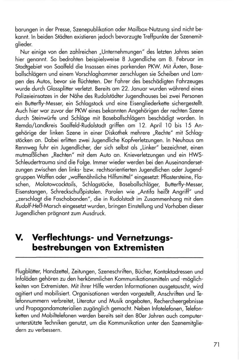 Seite 71 des Verfassungsschutzbericht 1996 Thüringen